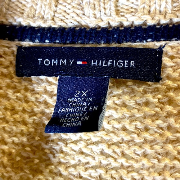 TOMMY HILFIGER PLUS SIZE BEIGE TAN CHUNKY SHORT SLEEVE KNIT COCOON SWEAT… - Picture 4 of 15